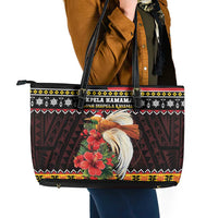 Papua New Guinea Christmas Leather Tote Bag Bird Of Paradise Hamamas Krismas