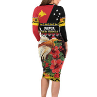 Papua New Guinea Christmas Long Sleeve Bodycon Dress Bird Of Paradise Hamamas Krismas LT05 - Polynesian Pride