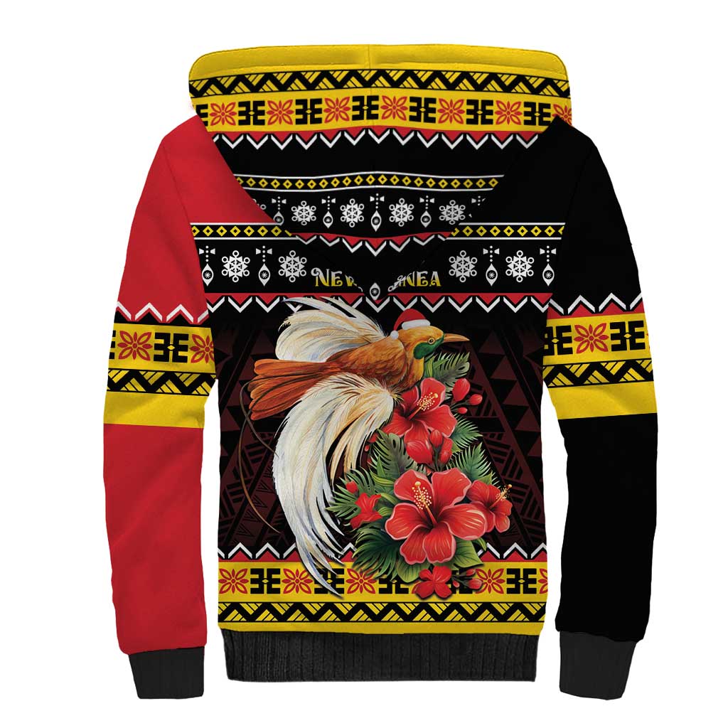 Papua New Guinea Christmas Sherpa Hoodie Bird Of Paradise Hamamas Krismas LT05 - Polynesian Pride