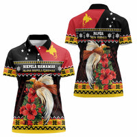 Papua New Guinea Christmas Women Polo Shirt Bird Of Paradise Hamamas Krismas LT05 - Polynesian Pride