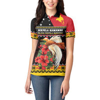 Papua New Guinea Christmas Women Polo Shirt Bird Of Paradise Hamamas Krismas LT05 - Polynesian Pride
