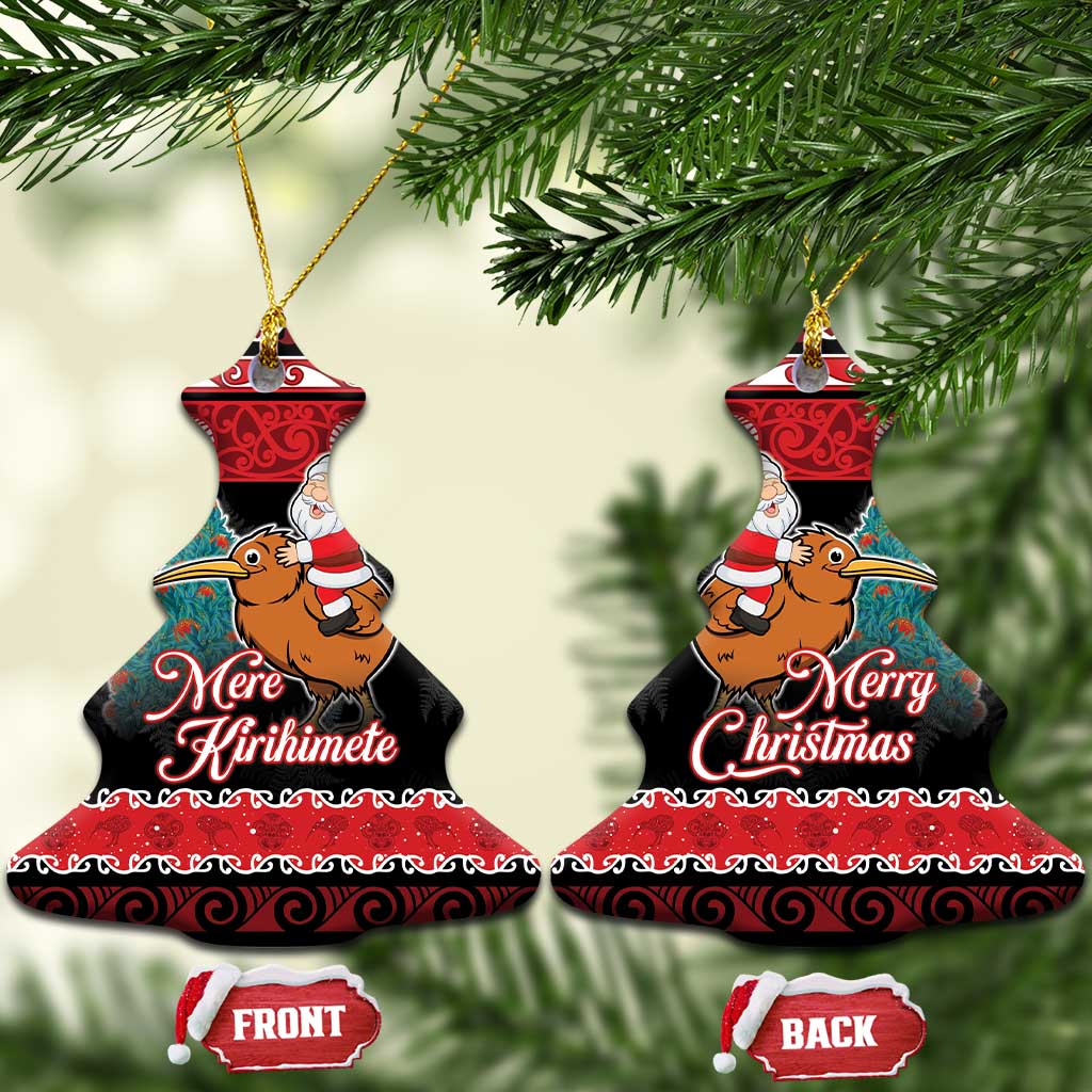 New Zealand Christmas Ceramic Ornament Funny Santa Riding Kiwi Meri Kirihimete