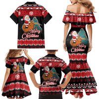 New Zealand Christmas Family Matching Mermaid Dress and Hawaiian Shirt Funny Santa Riding Kiwi Meri Kirihimete LT05 - Polynesian Pride