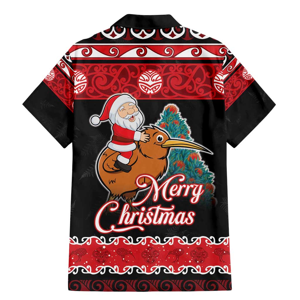 New Zealand Christmas Family Matching Mermaid Dress and Hawaiian Shirt Funny Santa Riding Kiwi Meri Kirihimete LT05 - Polynesian Pride