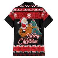 New Zealand Christmas Family Matching Off The Shoulder Long Sleeve Dress and Hawaiian Shirt Funny Santa Riding Kiwi Meri Kirihimete LT05 - Polynesian Pride