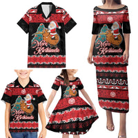 New Zealand Christmas Family Matching Puletasi and Hawaiian Shirt Funny Santa Riding Kiwi Meri Kirihimete LT05 - Polynesian Pride