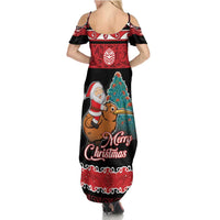 New Zealand Christmas Family Matching Summer Maxi Dress and Hawaiian Shirt Funny Santa Riding Kiwi Meri Kirihimete LT05 - Polynesian Pride