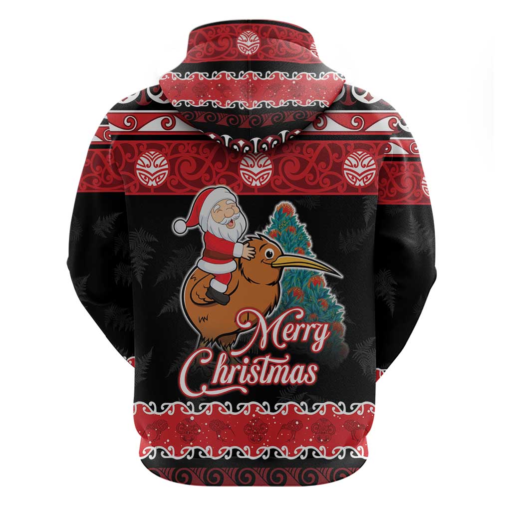 New Zealand Christmas Hoodie Funny Santa Riding Kiwi Meri Kirihimete LT05 - Polynesian Pride