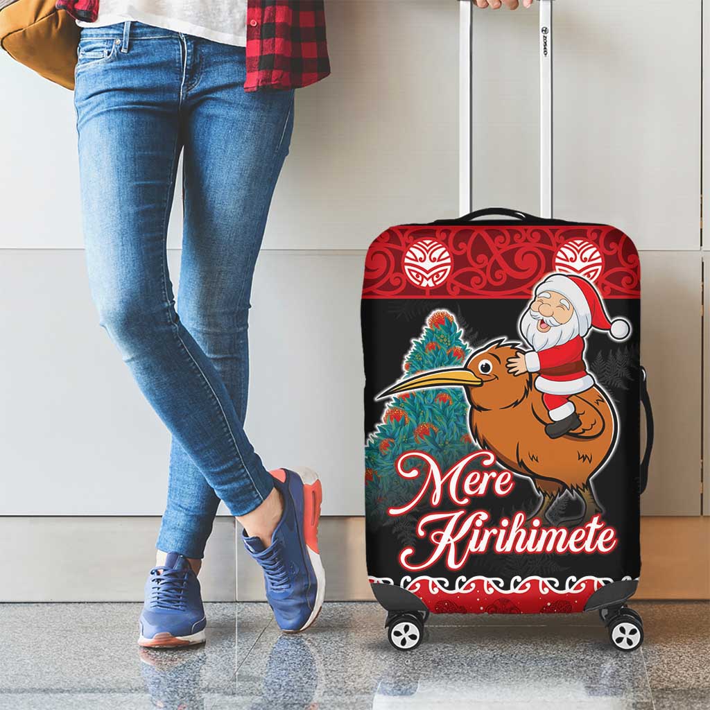New Zealand Christmas Luggage Cover Funny Santa Riding Kiwi Meri Kirihimete LT05 - Polynesian Pride
