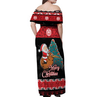 New Zealand Christmas Off Shoulder Maxi Dress Funny Santa Riding Kiwi Meri Kirihimete LT05 - Polynesian Pride