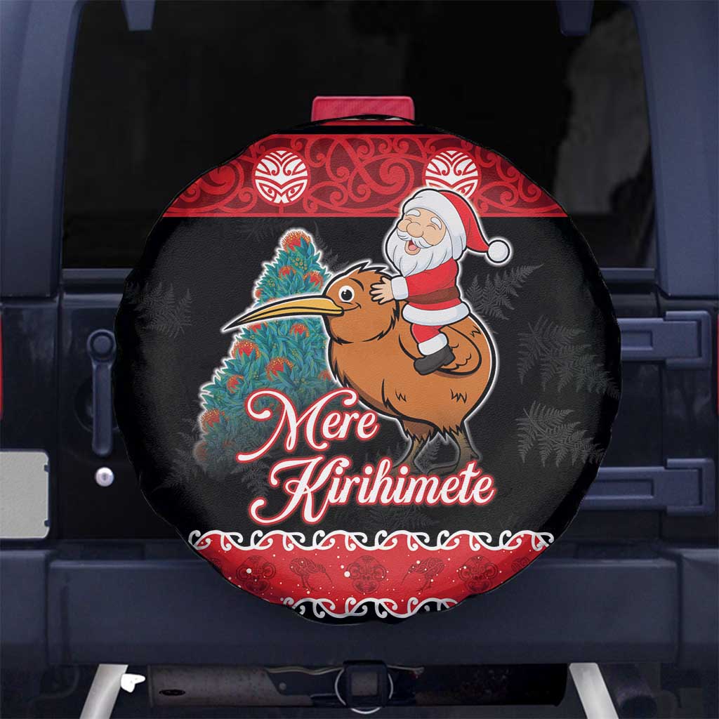 New Zealand Christmas Spare Tire Cover Funny Santa Riding Kiwi Meri Kirihimete LT05 - Polynesian Pride