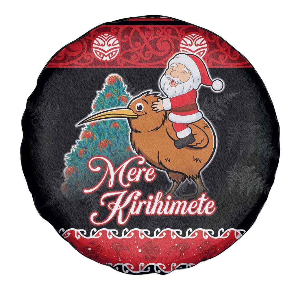 New Zealand Christmas Spare Tire Cover Funny Santa Riding Kiwi Meri Kirihimete LT05 - Polynesian Pride