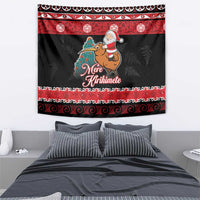 New Zealand Christmas Tapestry Funny Santa Riding Kiwi Meri Kirihimete