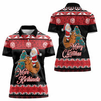 New Zealand Christmas Women Polo Shirt Funny Santa Riding Kiwi Meri Kirihimete LT05 - Polynesian Pride