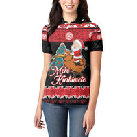 New Zealand Christmas Women Polo Shirt Funny Santa Riding Kiwi Meri Kirihimete LT05 - Polynesian Pride