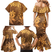 Tiare Tahiti Family Matching Mermaid Dress and Hawaiian Shirt Brown Polynesia Motifs LT05 - Polynesian Pride