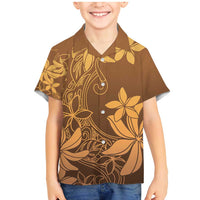 Tiare Tahiti Family Matching Mermaid Dress and Hawaiian Shirt Brown Polynesia Motifs LT05 Son's Shirt Brown - Polynesian Pride