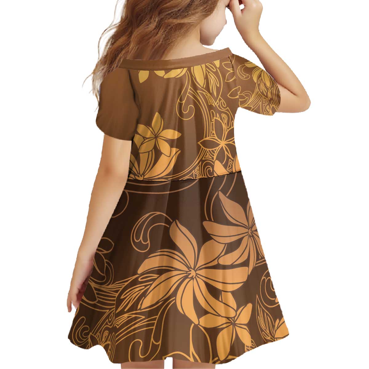 Tiare Tahiti Family Matching Off The Shoulder Long Sleeve Dress and Hawaiian Shirt Brown Polynesia Motifs LT05 - Polynesian Pride