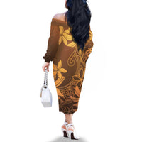 Tiare Tahiti Family Matching Off The Shoulder Long Sleeve Dress and Hawaiian Shirt Brown Polynesia Motifs LT05 - Polynesian Pride
