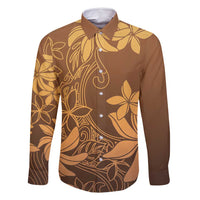Tiare Tahiti Family Matching Off Shoulder Maxi Dress and Hawaiian Shirt Brown Polynesia Motifs - Polynesian Pride