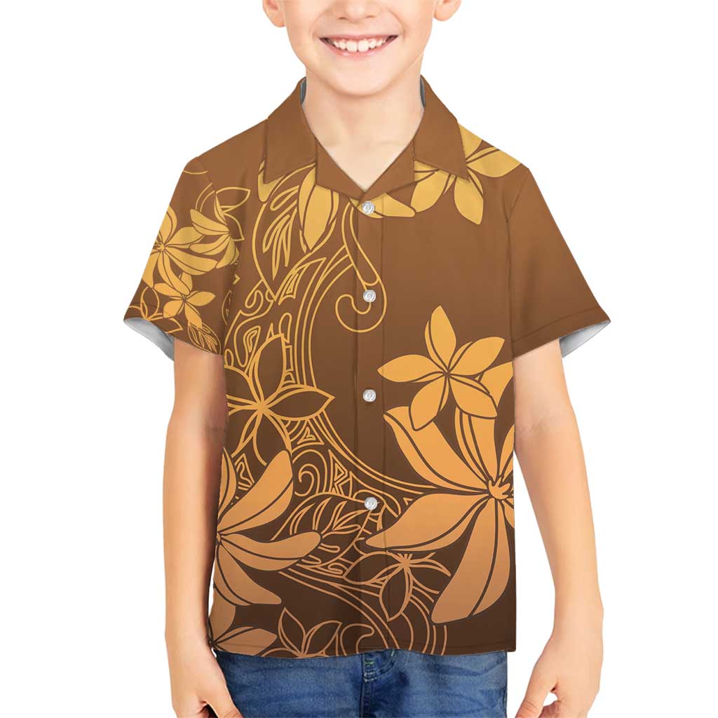 Tiare Tahiti Family Matching Summer Maxi Dress and Hawaiian Shirt Brown Polynesia Motifs - Polynesian Pride