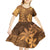 Tiare Tahiti Kid Short Sleeve Dress Brown Polynesia Motifs - Polynesian Pride