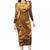 Tiare Tahiti Long Sleeve Bodycon Dress Brown Polynesia Motifs - Polynesian Pride