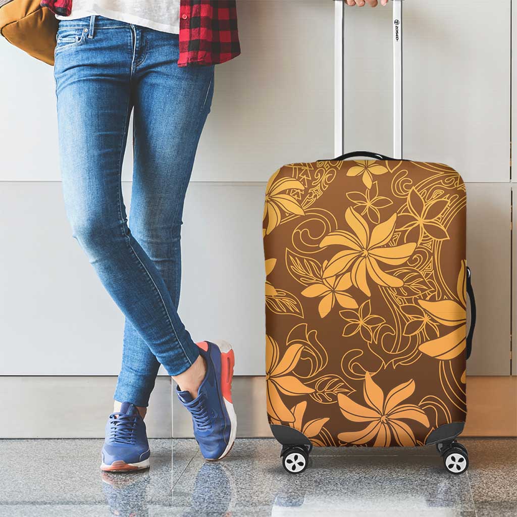Tiare Tahiti Luggage Cover Brown Polynesia Motifs - Polynesian Pride