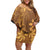 Tiare Tahiti Off Shoulder Short Dress Brown Polynesia Motifs - Polynesian Pride