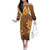 Tiare Tahiti Off The Shoulder Long Sleeve Dress Brown Polynesia Motifs - Polynesian Pride