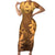 Tiare Tahiti Short Sleeve Bodycon Dress Brown Polynesia Motifs - Polynesian Pride