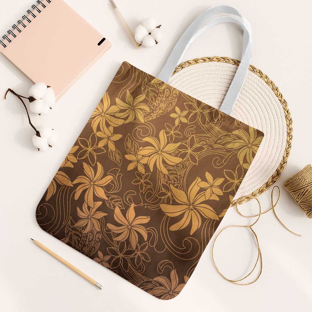 Tiare Tahiti Tote Bag Brown Polynesia Motifs - Polynesian Pride