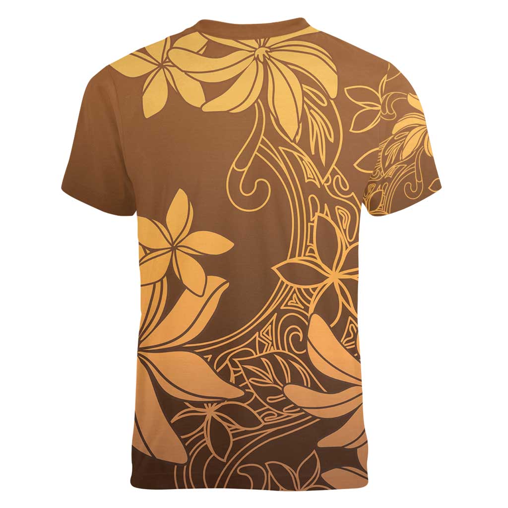 Tiare Tahiti Women V-Neck T-Shirt Brown Polynesia Motifs LT05 - Polynesian Pride