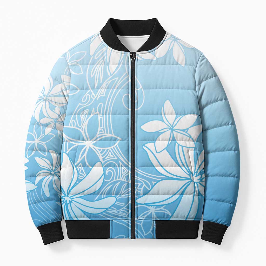 Tiare Tahiti Bomber Puffer Jacket Blue Polynesia Motifs - Polynesian Pride