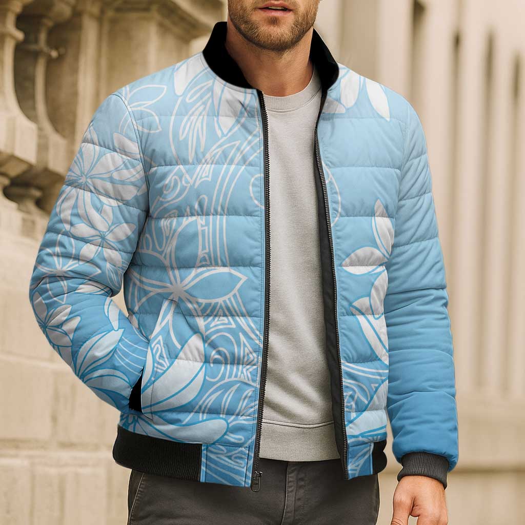 Tiare Tahiti Bomber Puffer Jacket Blue Polynesia Motifs - Polynesian Pride