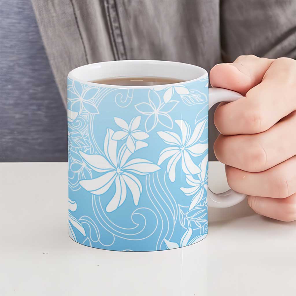 Tiare Tahiti Ceramic Mug Blue Polynesia Motifs - Polynesian Pride