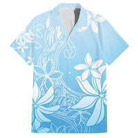 Tiare Tahiti Family Matching Long Sleeve Bodycon Dress and Hawaiian Shirt Blue Polynesia Motifs LT05 Dad's Shirt - Short Sleeve Blue - Polynesian Pride
