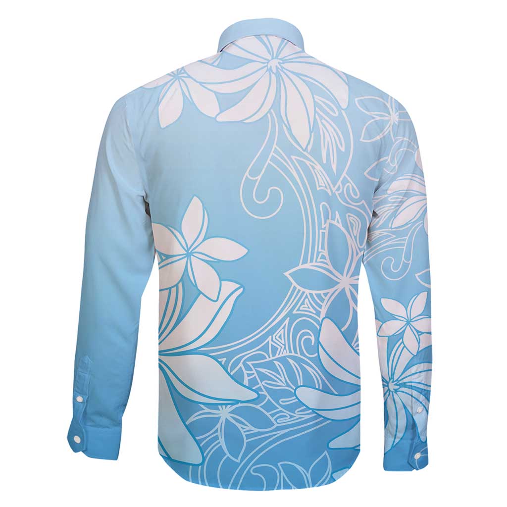 Tiare Tahiti Family Matching Long Sleeve Bodycon Dress and Hawaiian Shirt Blue Polynesia Motifs LT05 - Polynesian Pride