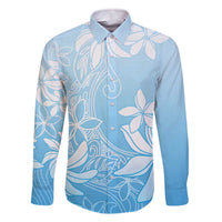 Tiare Tahiti Family Matching Off The Shoulder Long Sleeve Dress and Hawaiian Shirt Blue Polynesia Motifs LT05 Dad's Shirt - Long Sleeve Blue - Polynesian Pride