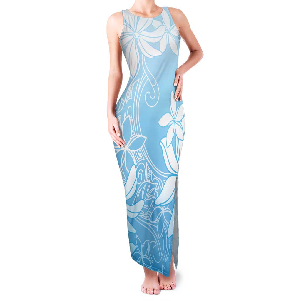Tiare Tahiti Family Matching Tank Maxi Dress and Hawaiian Shirt Blue Polynesia Motifs - Polynesian Pride