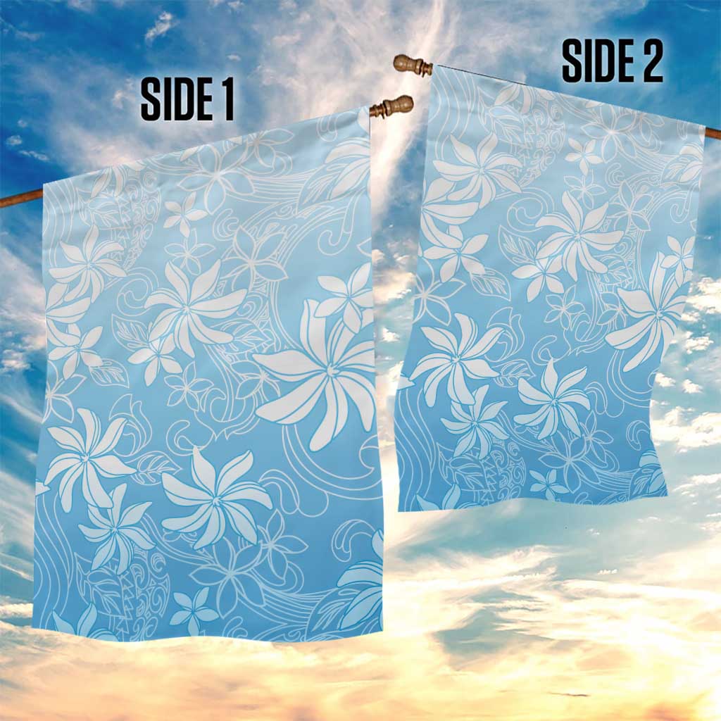 Tiare Tahiti Garden Flag Blue Polynesia Motifs - Polynesian Pride