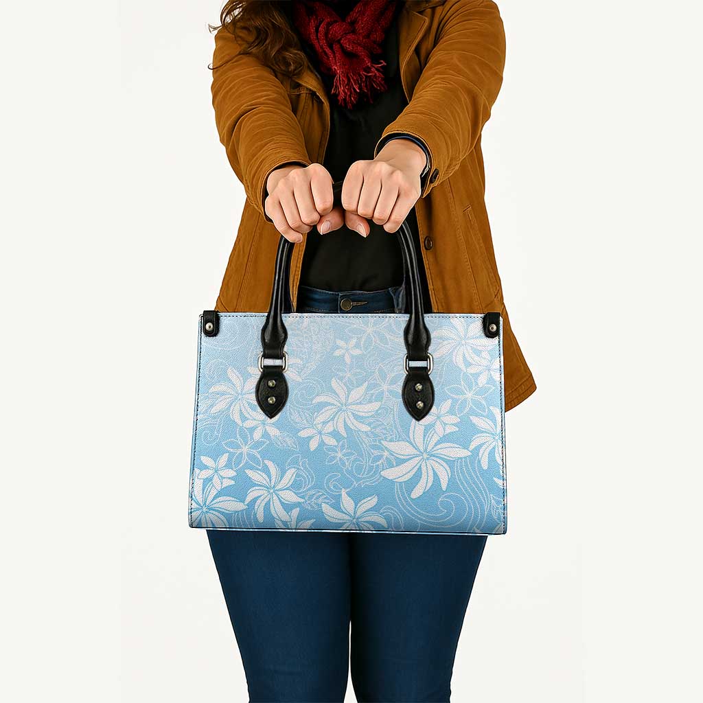 Tiare Tahiti Leather Bag Blue Polynesia Motifs - Polynesian Pride