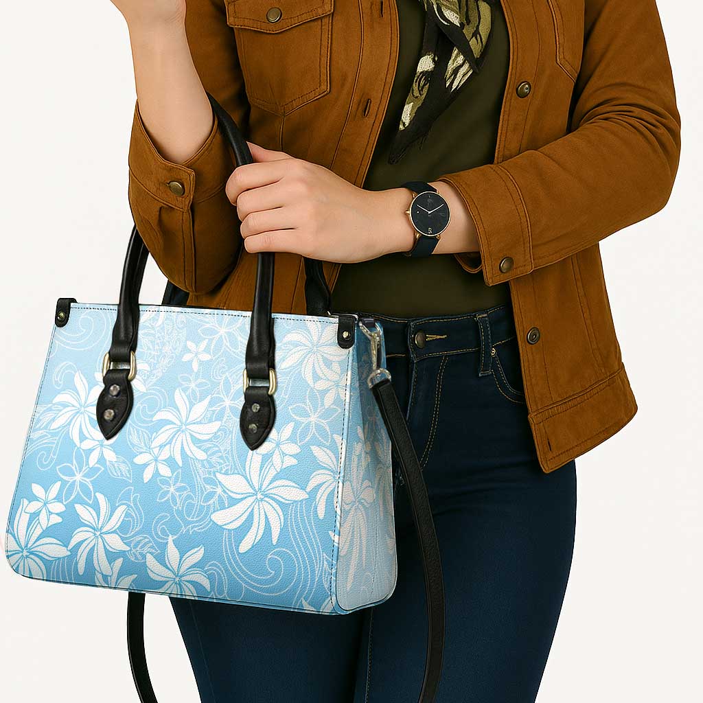 Tiare Tahiti Leather Bag Blue Polynesia Motifs - Polynesian Pride