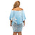 Tiare Tahiti Off Shoulder Short Dress Blue Polynesia Motifs - Polynesian Pride