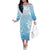 Tiare Tahiti Off The Shoulder Long Sleeve Dress Blue Polynesia Motifs - Polynesian Pride