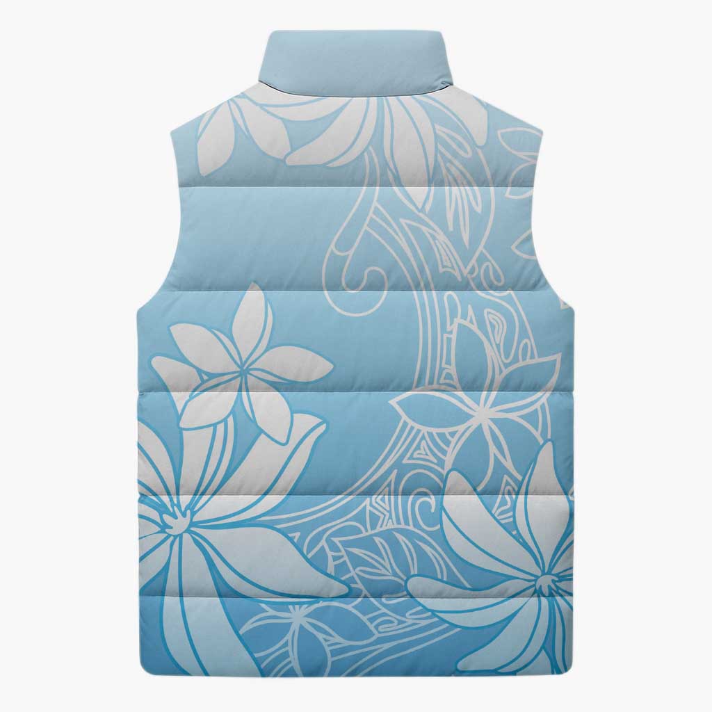 Tiare Tahiti Sleeveless Puffer Jacket Blue Polynesia Motifs - Polynesian Pride