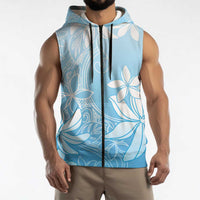 Tiare Tahiti Sleeveless Zip Hoodie Blue Polynesia Motifs - Polynesian Pride