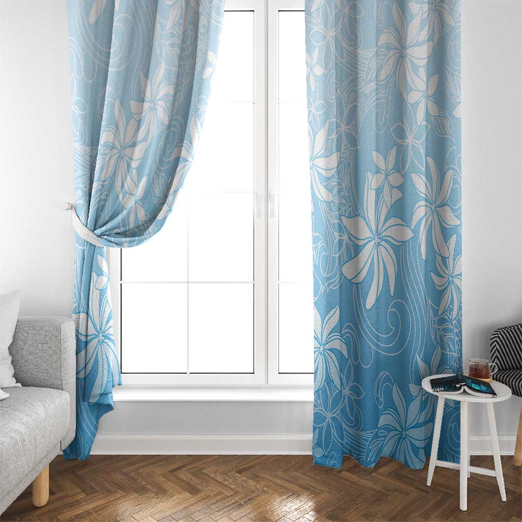 Tiare Tahiti Window Curtain Blue Polynesia Motifs - Polynesian Pride