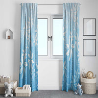 Tiare Tahiti Window Curtain Blue Polynesia Motifs - Polynesian Pride