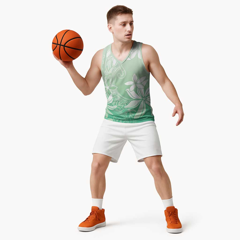 Tiare Tahiti Basketball Jersey Matcha Polynesia Motifs - Polynesian Pride
